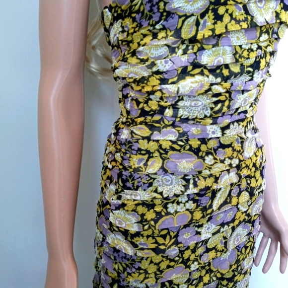 Zara One Shoulder Floral Mini Dress Women's Size X-Small NEW - Picture 9 of 12